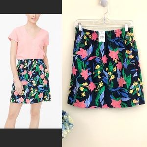 NWT, J. Crew Factory Printed Linen-Cotton Skirt